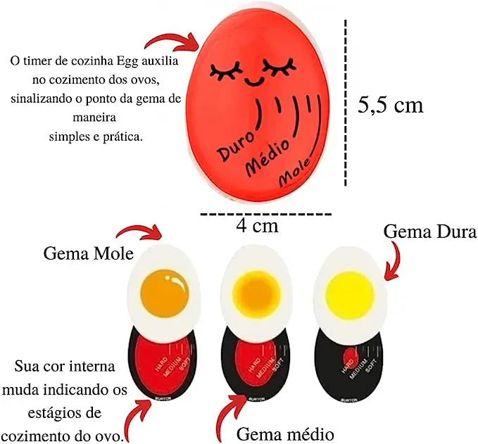 Temporizador Termômetro Ovo Cozido Egg Timer Mole Médio Duro