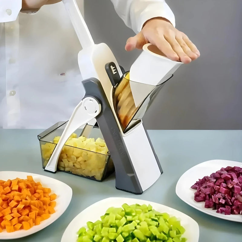 Multi Cortador Manual de Legumes e Verduras Fatiador 5 Funções Para Cortar Batata , Vegetais, Verduras e Frutas Inox