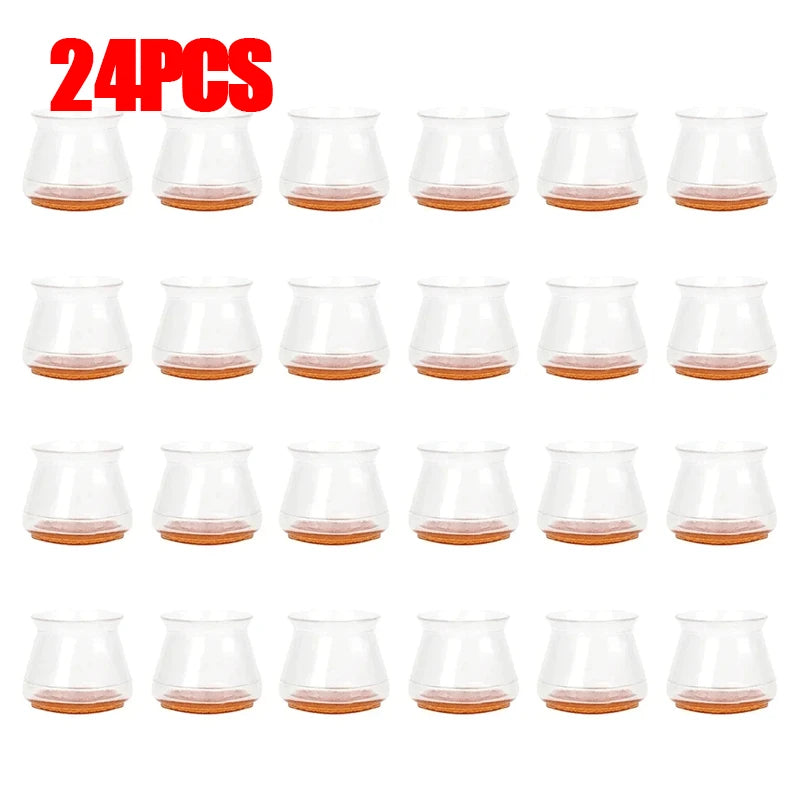 Protetor de silicone para cadeira perna com feltro, móveis pés almofadas, piso capa protetora para antiderrapante sofá mesa e cadeiras, 24pcs